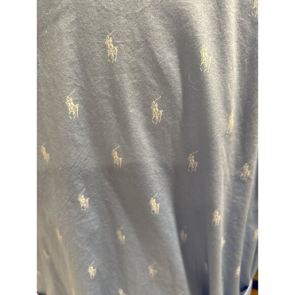Polo Ralph Lauren Men’s Cotton Robe Blue White Pony Logo Print L/XL Belted Loung - Picture 5 of 7
